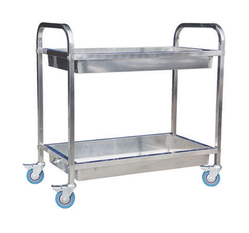Economy reversible two-tier stainless steel utility trolley Type A